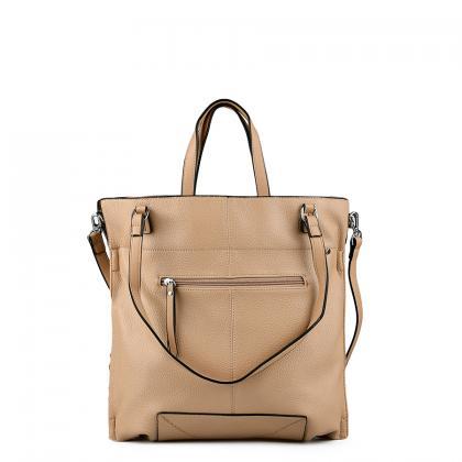 Light Beige Pu Leather Handbag, Woman Gift